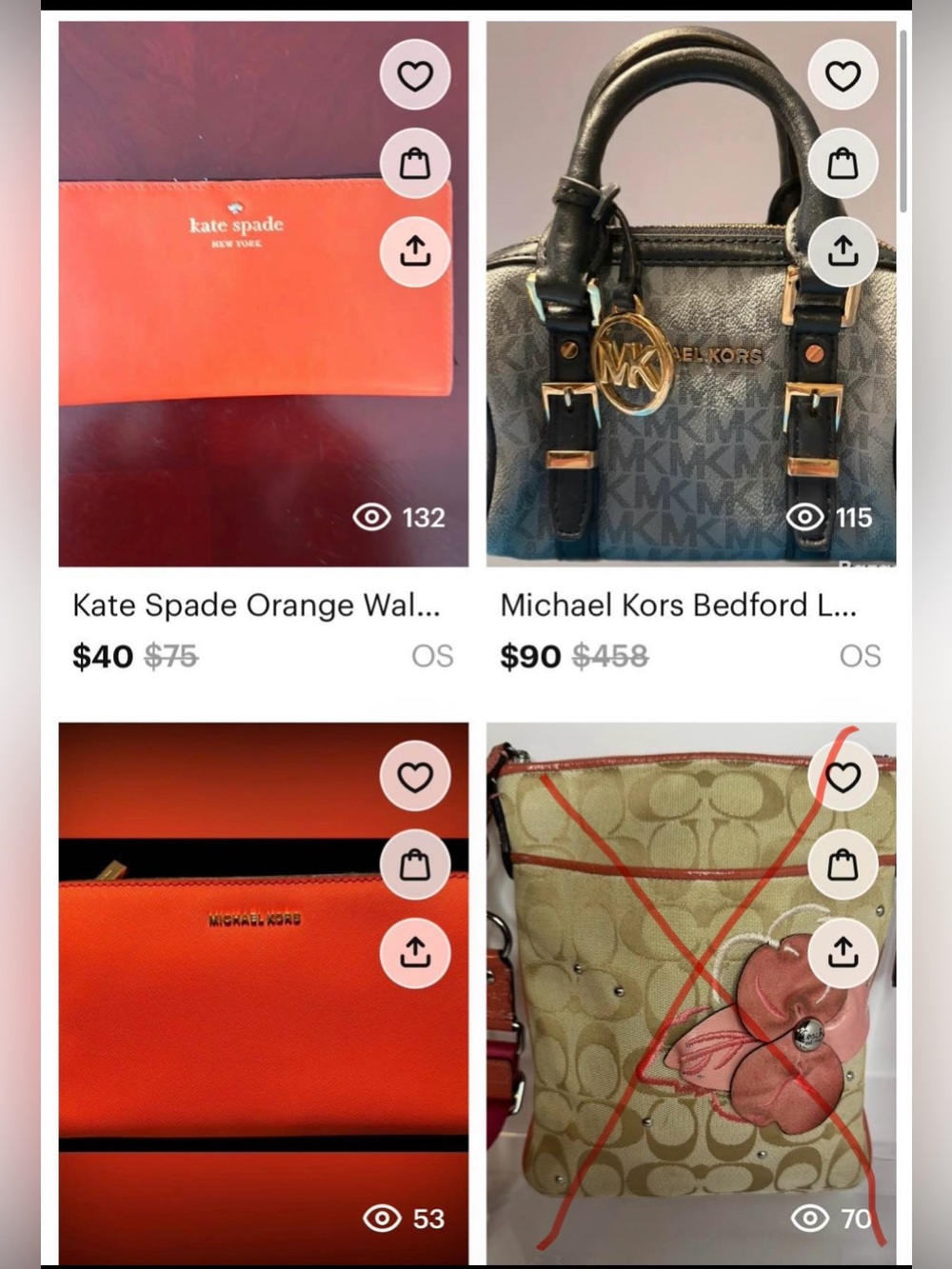 Lot/Pallet of 7 Designer Bags: Michael Kors, Coach, Kate Spade & More: